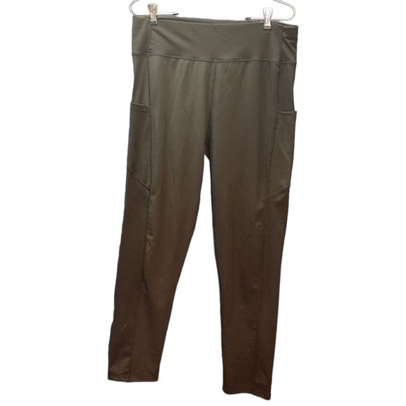 Set of 2 Leggings Women's 2XL with Pockets Black and Black/ Gray - Picture 5 of 10